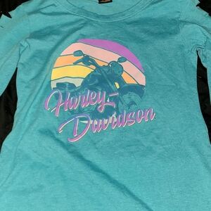 Harley-Davidson teal long sleeve tee